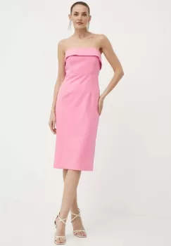 Bardot rochie GEORGIA culoarea roz, midi, mulata, 53007DB1 imagine