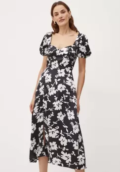 Bardot rochie GILLIAN culoarea negru, midi, evazati, 59235DB1 imagine