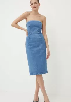 Bardot rochie jeans VANDA mini, mulata, 91355DB imagine