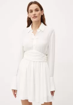 Bardot rochie JUSTINA culoarea alb, mini, evazati, 59374DB imagine