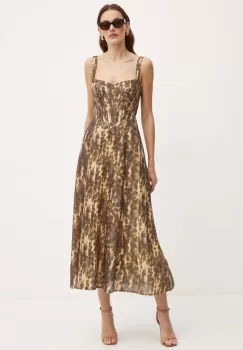 Bardot rochie LILAH culoarea maro, midi, evazati, 58546DB2 imagine