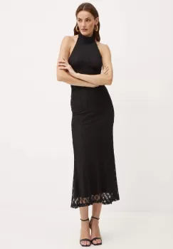 Bardot rochie OLA culoarea negru, maxi, mulata, 59403DB imagine