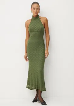 Bardot rochie OLA culoarea verde, maxi, mulata, 59403DB imagine