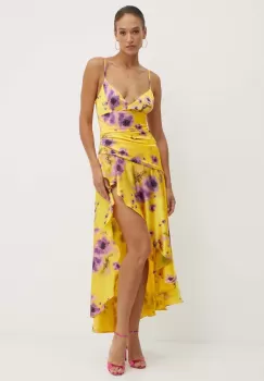 Bardot rochie SORELLA culoarea galben, midi, evazati, 59068DB2 imagine