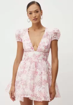 Bardot rochie TAMARIN culoarea roz, mini, evazati, 59334DB imagine