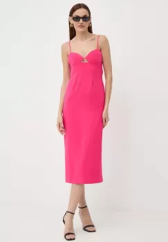 Bardot rochie VIENNA culoarea roz, midi, mulata, 58558DB imagine