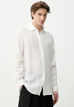 BARENA VENEZIA camasa de in Camicia Mola barbati, culoarea alb, cu guler clasic, regular, CAU5077.3007 imagine