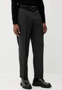 BARENA VENEZIA pantaloni de lana Pantalone Drapier barbati, culoarea negru, drepti PAU5257.478 imagine