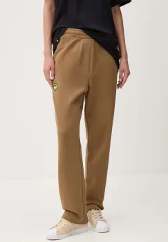 Barrow pantaloni de trening din bumbac culoarea maro, neted, F4BWUAFP140 imagine