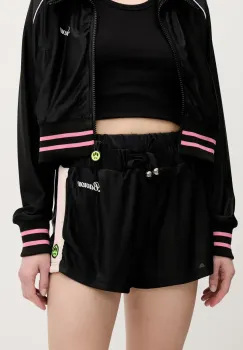 Barrow pantaloni scurti femei, culoarea negru, cu imprimeu, high waist, S5BWWOSH117 imagine