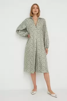 Beatrice B rochie de matase culoarea verde, maxi, evazati imagine