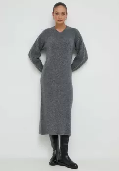 Beatrice B rochie din amestec de lana culoarea gri, maxi, oversize imagine