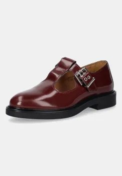 Bianco pantofi de piele BIAADDA culoarea bordo, cu toc plat, 11251971 imagine