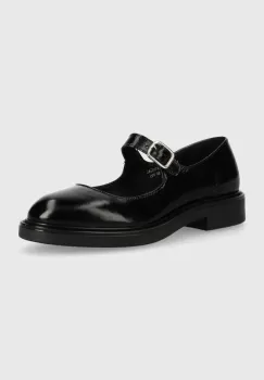 Bianco pantofi de piele BIAADDA femei, culoarea negru, cu toc plat, 11251295 imagine