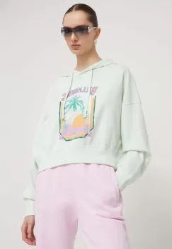Billabong bluza femei, culoarea turcoaz, cu gluga, cu imprimeu imagine