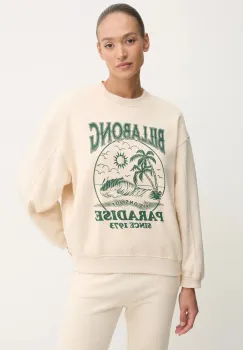 Billabong bluza Fresh Take Crew femei, culoarea bej, cu imprimeu, EBJFT00137 imagine