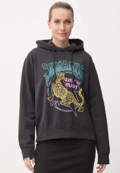 Billabong bluza Tiger Tour femei, culoarea negru, cu gluga, cu imprimeu, EBJSF00157 imagine