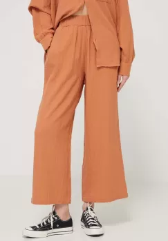 Billabong pantaloni de bumbac Follow Me culoarea portocaliu, lat, high waist, ABJNP00420 imagine