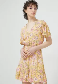 Billabong rochie culoarea galben, mini, evazati imagine