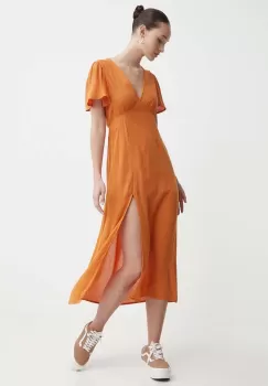 Billabong rochie culoarea portocaliu, midi, drept, EBJWD00134 imagine