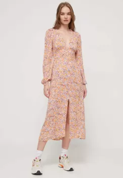 Billabong rochie culoarea portocaliu, midi, evazati imagine