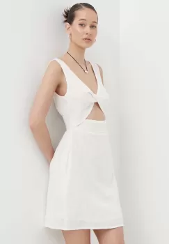 Billabong rochie din bumbac culoarea alb, mini, mulata imagine