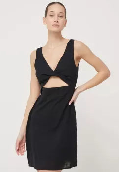 Billabong rochie din bumbac culoarea negru, mini, mulata imagine