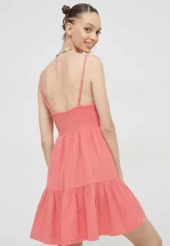 Billabong rochie din bumbac culoarea roz, mini, evazati imagine