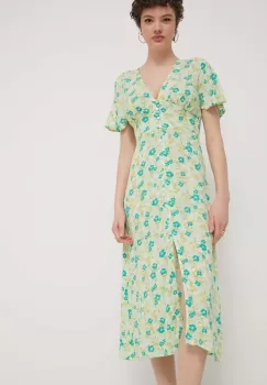 Billabong rochie Your Girl culoarea verde, midi, evazati, ABJWD00671 imagine