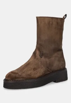 Billi Bi cizme din piele intoarsa culoarea maro, cu toc plat, izolare usoara, A9122 555 imagine