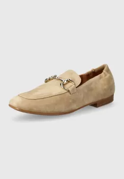 Billi Bi mocasini de piele femei, culoarea bej, cu toc plat, A1918 imagine