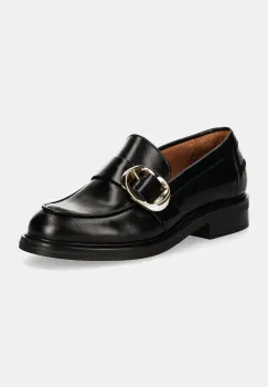 Billi Bi mocasini de piele femei, culoarea negru, cu toc plat, A7035 imagine
