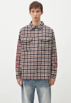 Billionaire Boys Club camasa din lana Check Shirt culoarea bej, cu guler clasic, regular fit, B24429 imagine