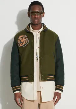 Billionaire Boys Club geaca bomber Astro Varsity barbati, culoarea verde, de tranzitie, oversize, B23402 imagine