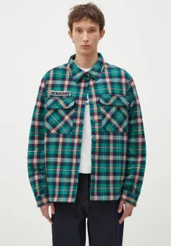 Billionaire Boys Club geaca cu aspect de camasa Padded Check Overshirt culoarea verde, de tranzitie, oversize, B24430 imagine