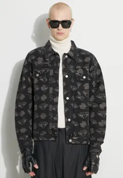 Billionaire Boys Club geaca din denim Diamonds & Dollars Denim barbati, culoarea negru, de tranzitie, B23409 imagine