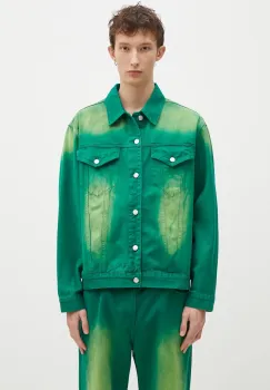Billionaire Boys Club geaca din denim Garment Dyed Denim Jacket barbati, culoarea verde, de tranzitie, oversized, B24411 imagine