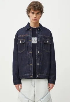 Billionaire Boys Club geaca din denim Script Logo Denim Jacket culoarea bleumarin, de tranzitie, oversize, B25107 imagine
