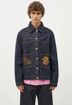 Billionaire Boys Club geaca jeans Diamonds & Dollars Selvedge Denim barbati, culoarea albastru marin, de tranzitie, oversize, B24303 imagine