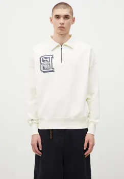 Billionaire Boys Club hanorac de bumbac College Quarter Zip barbati, culoarea bej, cu imprimeu, B24343 imagine