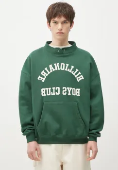 Billionaire Boys Club hanorac de bumbac Stand Collar Sweatshirt barbati, culoarea verde, cu imprimeu, B24444 imagine