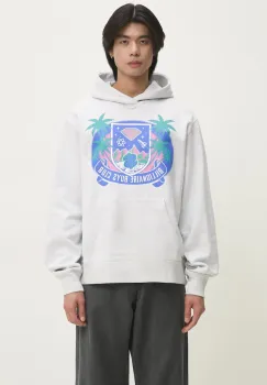 Billionaire Boys Club hanorac de bumbac Tropical Crest Popover Hood barbati, culoarea gri, cu gluga, cu imprimeu, B24447 imagine