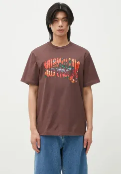 Billionaire Boys Club tricou din bumbac Tropical Island Fill Arch Logo barbati, culoarea maro, cu imprimeu, B24460 imagine