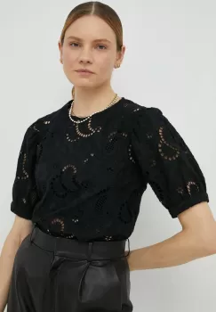 Birgitte Herskind bluza din bumbac femei, culoarea negru, neted imagine