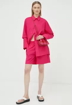 Birgitte Herskind camasa din bumbac Henriette femei, culoarea roz, cu guler clasic, relaxed imagine