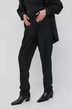 Birgitte Herskind Pantaloni Brenda femei, culoarea negru, model drept, high waist imagine