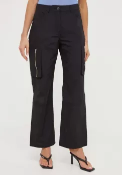 Birgitte Herskind pantaloni femei, culoarea negru, fason cargo, high waist imagine