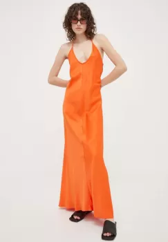 Birgitte Herskind rochie culoarea portocaliu, maxi, drept imagine