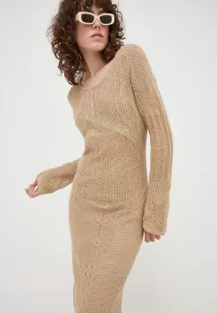 Birgitte Herskind rochie din bumbac culoarea bej, maxi, drept imagine