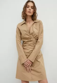 Birgitte Herskind rochie din bumbac culoarea bej, mini, drept imagine